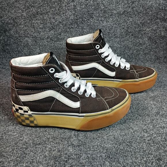 Vans Sk8 Hi Stacked Men Size 5.5 Brown Checkerboard Platform Era - Picture 1 of 8